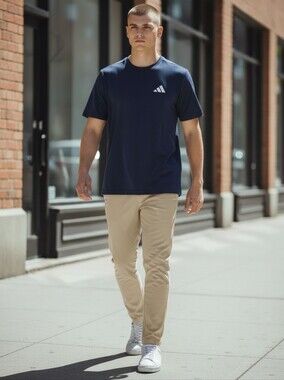 Adidas Mens Small TR-ES Prime T Navy Logo Tee